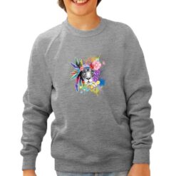 Leone Floreale felpa senza cappuccio personalizzata bambino digitalshirt grigia