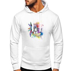 Leone Floreale felpa con cappuccio personalizzata uomo digitalshirt bianca