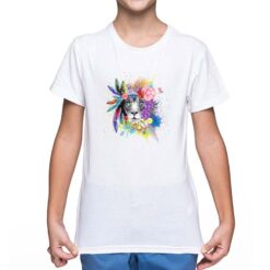 Leone Floreale t-shirt personalizzata bambino digitalshirt bianca