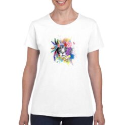 Leone Floreale t-shirt personalizzata donna digitalshirt bianco