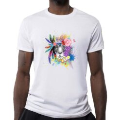 Leone Floreale t-shirt personalizzata uomo digitalshirt bianca