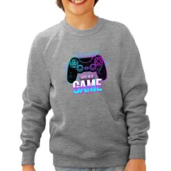 Life is a Game felpa senza cappuccio personalizzata bambino digitalshirt grigia