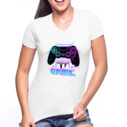 Life is a Game t-shirt scollo a v personalizzata donna digitalshirt bianca
