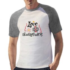 Love always Wins t-shirt bicolor personalizzata uomo digitalshirt grigia