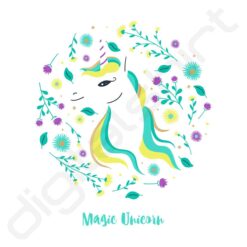 bavaglino grafica magic unicorns turchese digitalshirt