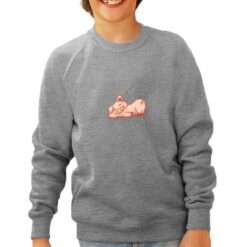Maialino Dormiente felpa senza cappuccio personalizzata bambino digitalshirt grigia