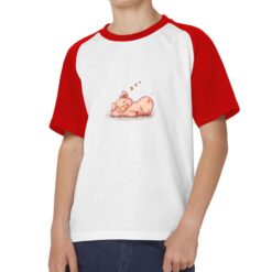 Maialino Dormiente t-shirt bicolor personalizzata bambino digitalshirt rossa