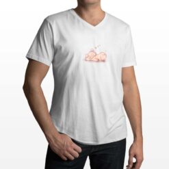 Maialino Dormiente t-shirt scollo a v personalizzata uomo digitalshirt bianca