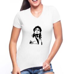 Michael Jackson  t-shirt scollo a v personalizzata donna digitalshirt bianca