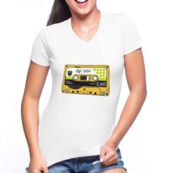 Mix Tape t-shirt scollo a v personalizzata donna digitalshirt bianca