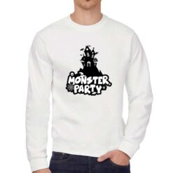 Monster Party felpa senza cappuccio personalizzata uomo digitalshirt bianca