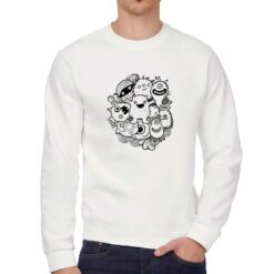 Mostriciattoli felpa senza cappuccio personalizzata uomo digitalshirt bianca
