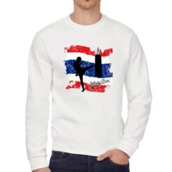 Muaythai felpa senza cappuccio personalizzata uomo digitalshirt bianca