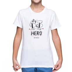 My Dad is my Hero t-shirt personalizzata bambino digitalshirt bianca