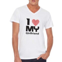 My Girlfriend t-shirt scollo a v personalizzata uomo digitalshirt bianca