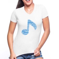 Nota Musicale t-shirt scollo a v personalizzata donna digitalshirt bianca