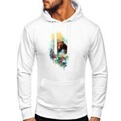 Orso Dipinto felpa con cappuccio personalizzata uomo digitalshirt bianca