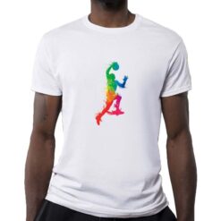 Pallacanestro Arcobaleno t-shirt personalizzata uomo digitalshirt bianca