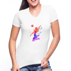 Pallavolista Schiacciata t-shirt scollo a v personalizzata donna digitalshirt bianca
