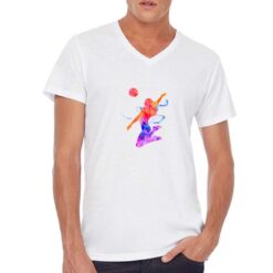 Pallavolista Schiacciata t-shirt scollo a v personalizzata uomo digitalshirt bianca
