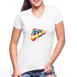 Palle da Biliardo t-shirt scollo a v personalizzata donna digitalshirt bianca