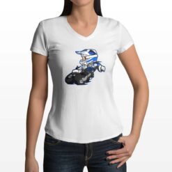 Piega Moto t-shirt scollo a v personalizzata donna digitalshirt bianca