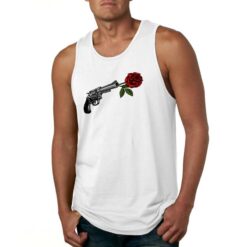 Pistola con Rosa canotta personalizzata uomo digitalshirt bianca