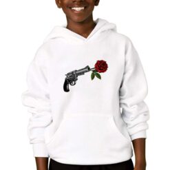 Pistola con Rosa felpa con cappuccio personalizzata bambino digitalshirtbianco