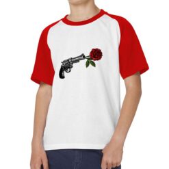 Pistola con Rosa t-shirt bicolor personalizzata bambino digitalshirt rossa