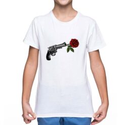 Pistola con Rosa t-shirt personalizzata bambino digitalshirt bianca