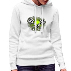 Pistoni Verde Acido felpa con cappuccio personalizzata donna digitalshirt bianca.jpg
