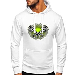 Pistoni Verde Acido felpa con cappuccio personalizzata uomo digitalshirt bianca