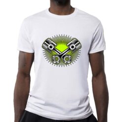 Pistoni Verde Acido t-shirt personalizzata uomo digitalshirt bianca