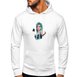 Ragazza Gatto felpa con cappuccio personalizzata uomo digitalshirt bianca