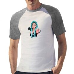 Ragazza Gatto t-shirt bicolor personalizzata uomo digitalshirt grigia
