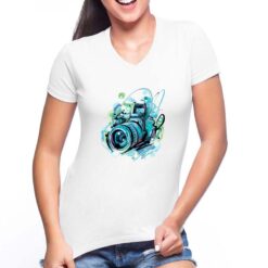 Reflex Disegno t-shirt scollo a v personalizzata donna digitalshirt bianca