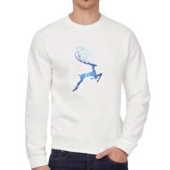 Renna Ghiaccio felpa senza cappuccio personalizzata uomo digitalshirt bianca