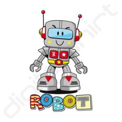 bavaglino grafica robot lettere fuchsia digitalshirt