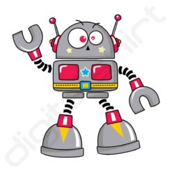 bavaglino grafica robot stordito turchese digitalshirt