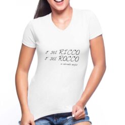 Rocco t-shirt scollo a v personalizzata donna digitalshirt bianca