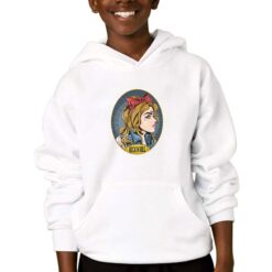 Rock and Roll Lady felpa con cappuccio personalizzata bambino digitalshirtbianco