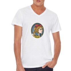 Rock and Roll Lady t-shirt scollo a v personalizzata uomo digitalshirt bianca