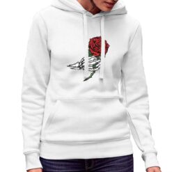 Rosa Scheletro felpa con cappuccio personalizzata donna digitalshirt bianca.jpg