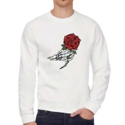 Rosa Scheletro felpa senza cappuccio personalizzata uomo digitalshirt bianca
