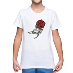 Rosa Scheletro t-shirt personalizzata bambino digitalshirt bianca