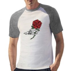 Rosa Scheletro t-shirt bicolor personalizzata uomo digitalshirt grigia