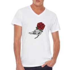 Rosa Scheletro t-shirt scollo a v personalizzata uomo digitalshirt bianca
