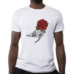 Rosa Scheletro t-shirt personalizzata uomo digitalshirt bianca