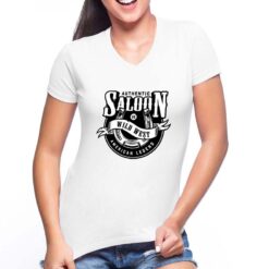 Saloon t-shirt scollo a v personalizzata donna digitalshirt bianca