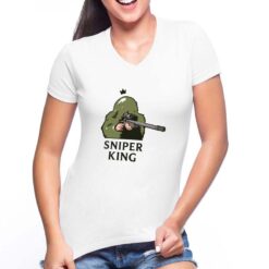 Sniper King t-shirt scollo a v personalizzata donna digitalshirt bianca